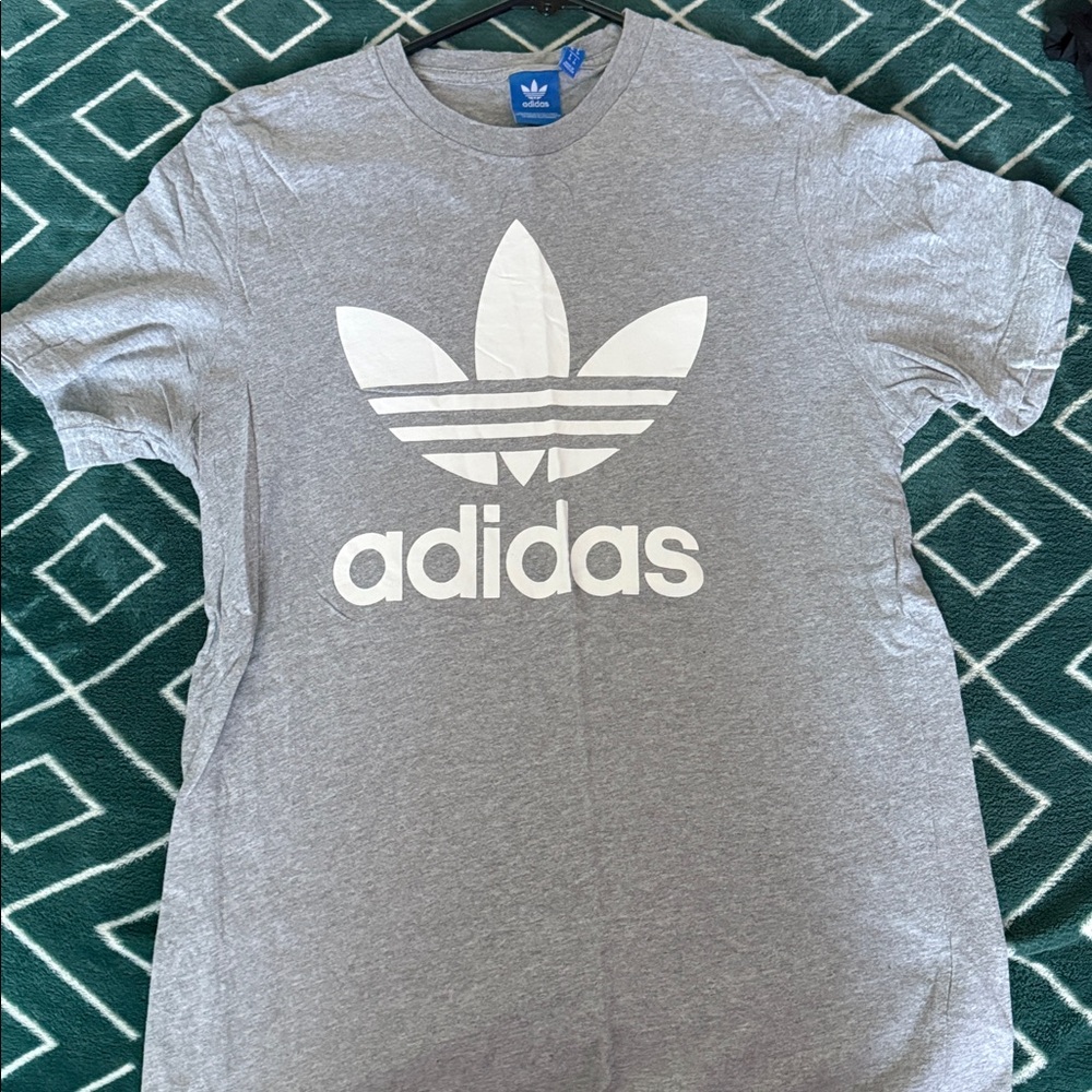 Adidas Heather Gray Tee with White Trefoil